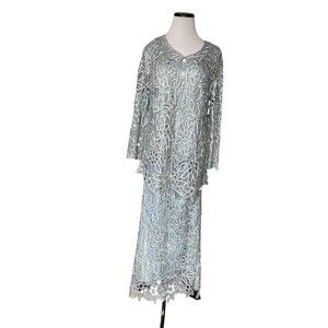 Soulmates 100% Silk Hand Crochet 3 Piece Set Size XL Blue Mother of the Bride